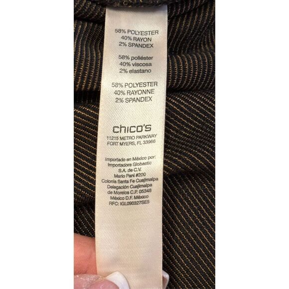 Chico’s Geometric Print Single Button Blazer Black/Gold Size S - Picture 10 of 11